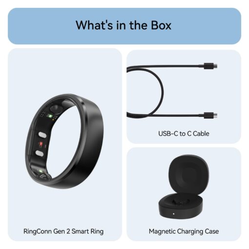 RingConn Gen 2, World’s First Smart Ring with Sleep Apnea Monitoring, No APP Subscription, 12-Day Battery Life, Stress/Heart Rate/Women's Health Tracker, Android & iOS Compatible (Black, Size 10) - Image 2