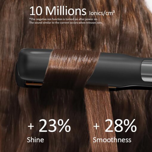 Faszin Professional Hair Straightener, 1.18 inch Ionic Titanium Plate, 20S Fast Heat Up Flat Iron with Clear LED Display, 2 in 1 Straightener and Curler Styling Tool for Straighten Hair (Black) - Image 6