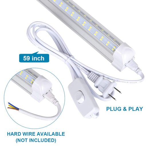(10-Pack) 8ft LED Shop Light Fixture, 120W 19000LM 6000K, Cold White, V Shape, Clear Cover, Hight Output, Linkable Shop Lights, T8 LED Tube Lights, LED Shop Lights for Garage 8 Foot with Plug - Image 5