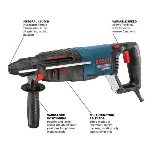 BOSCH 11255VSR Bulldog Xtreme 8 Amp 1 Inch Corded Variable Speed SDS-Plus Concrete/Masonry Rotary Hammer - Image 15