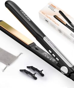 Faszin Professional Hair Straightener, 1.18 inch Ionic Titanium Plate, 20S Fast Heat Up Flat Iron with Clear LED Display, 2 in 1 Straightener and Curler Styling Tool for Straighten Hair (Black)