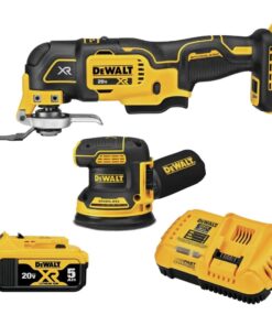 DEWALT 20V MAX Orbital Sander and Oscillating Tool, Cordless Woodworking 2-Tool Set with 5ah Battery and Charger (DCK202P1)
