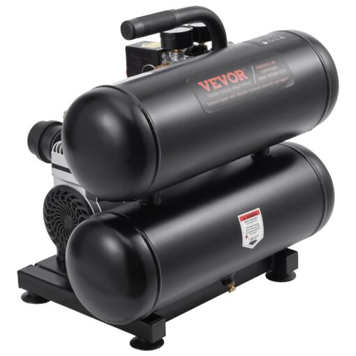 VEVOR Air Compressor, 4.6 Gallon Steel Tank, 1HP 2.2CFM@90 PSI Oil Free Air Compressor & Max 120PSI Pressure, 80dB Ultra Quiet Portable Compressor for Auto Repair, Tire Inflation, Spray Painting, 120V - Image 5