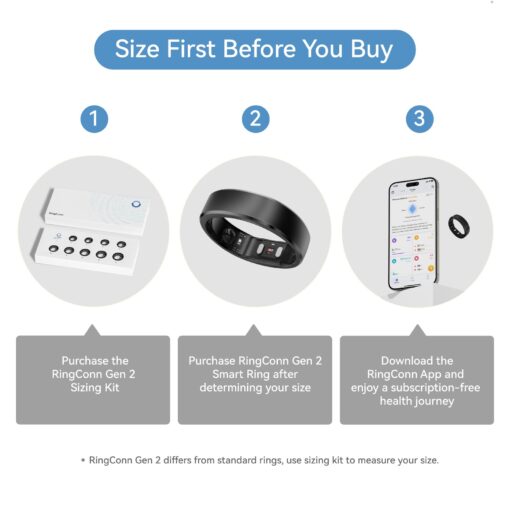 RingConn Gen 2, World’s First Smart Ring with Sleep Apnea Monitoring, No APP Subscription, 12-Day Battery Life, Stress/Heart Rate/Women's Health Tracker, Android & iOS Compatible (Black, Size 10) - Image 7
