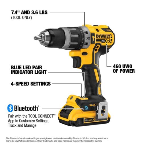 DEWALT 20V MAX* XR Hammer Drill Kit, Tool Connect Bluetooth (DCD797D2) - Image 8