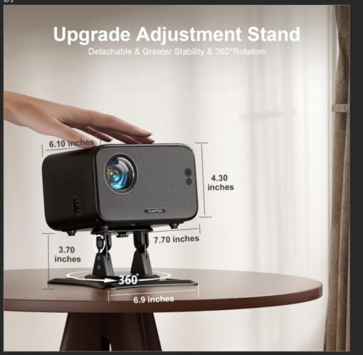 [Netflix Officially & Auto Focus] Mini Projector with WiFi and Bluetooth, XuanPad 4K 1080P Support Portable Projector, 210° Rotatable Stand, Auto Keystone, Dust Removal and Heat Dissipation Design - Image 7