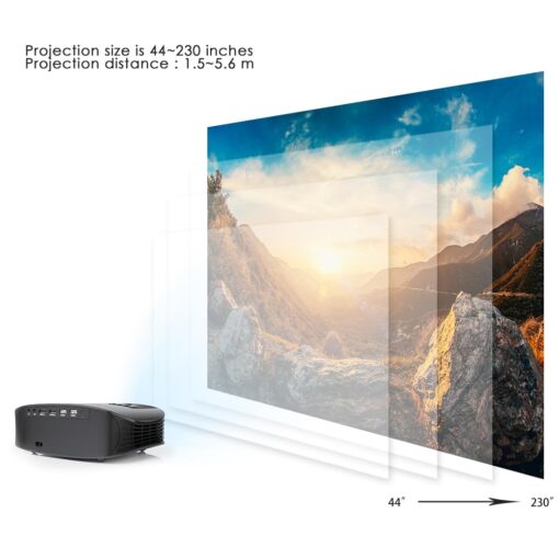 GooDee Projector, 2023 Dolby Native 1080P Video Projector, 15000L Outdoor Movie Projector, 230" Supported Home Projector, Compatible with Fire TV Stick, PS4, HDMI, VGA, AV and USB, Black (YG600) - Image 4