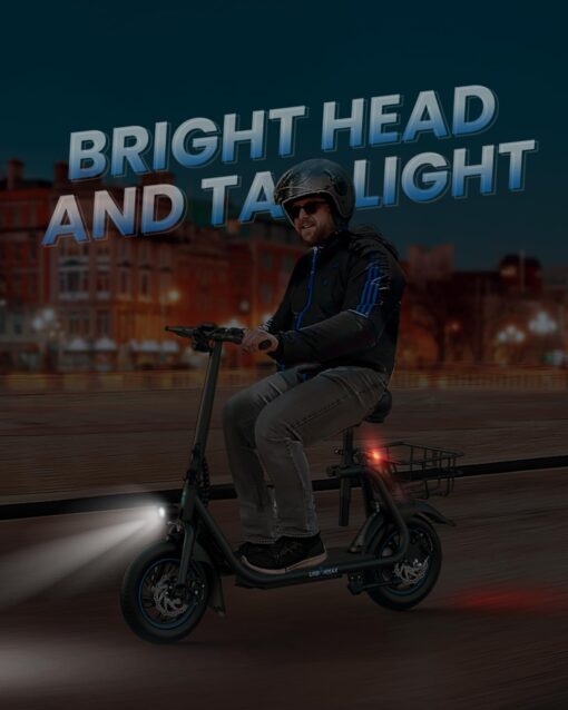 URBANMAX C1 Electric Scooter with Seat, 450W Powerful Motor up to 22 Miles Range, Foldable Electric Scooter for Adults Max Speed 15.5 Mph, Electric Scooter for Commuting with Basket - Image 2