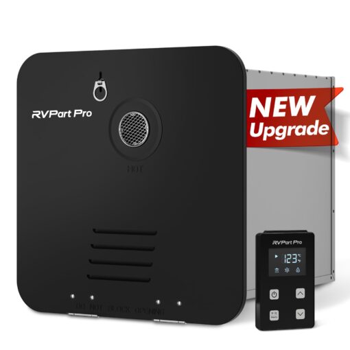 RV Tankless Water Heater Propane Gas, RVPart Pro, with 15"x15" Black Door and Remote Controller, DC 12V, 7×24 Technical Support, High Altitude, Easy Installation, Compatible with All RVs,GT60,Black