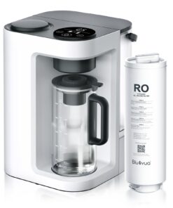 Bluevua RO100ROPOT-Lite(UV) Reverse Osmosis System Countertop Water Filter, 7-Stage Purification with UV and Remineralization, TDS & Filter Life Monitoring, Portable Water Purifier, White