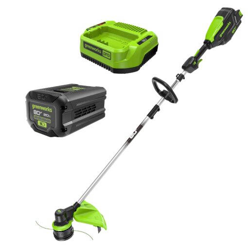 Greenworks 80V 16" Brushless Cordless String Trimmer, 2.0Ah Battery and Charger Included