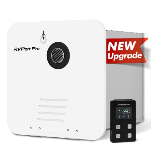 RV Tankless Water Heater Propane Gas,RVPart Pro, with 15"x15" White Door and Remote Controller, DC 12V, 7×24 Technical Support, High Altitude, Easy Installation, Compatible with All RVs,GT60,White