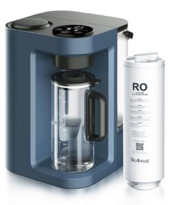 Bluevua RO100ROPOT-LITE Countertop Reverse Osmosis Water Filter System, 5 Stage Purification, 3:1 Pure to Drain, Portable Water Purifier (No Installation Required) (Blue)