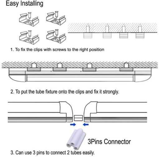 (6-Pack) 8ft LED Shop Light Fixture, 120W 19500LM 6000K, Cold White, U Shape, Clear Cover, High Output, Linkable, T8 Tube Lights for Garage With Plug - Image 3