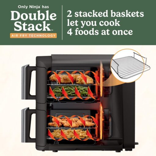 Ninja Air Fryer, 8 QT DoubleStack 2-Basket, Space Saving Design, Cooks 2lb Chicken Wings, Feeds up to 6 People, 6-in1 Air Fryer, Roast, Bake & More, Easy to Clean, Dishwasher Safe Parts, Black, SL201 - Image 15