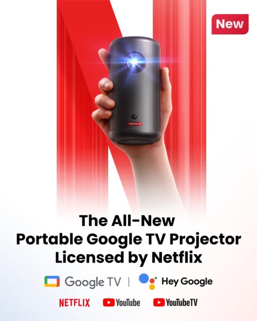 NEBULA Capsule 3 GTV Projector, Netflix Officially Licensed, 1080P Smart Mini Projector with Wi-Fi, 2.5 Hours of Playtime, 120-Inch Display, Dolby Digital, Ultra Portable for Any Space - Image 6