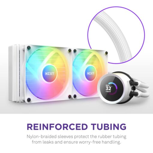 NZXT Kraken 240 RGB - 240mm AIO CPU Liquid Cooler - Customizable 1.54"" Square LCD Display for Images, Performance Metrics - High-Performance Pump - 2 x F120 RGB Core Fans - White - Image 3
