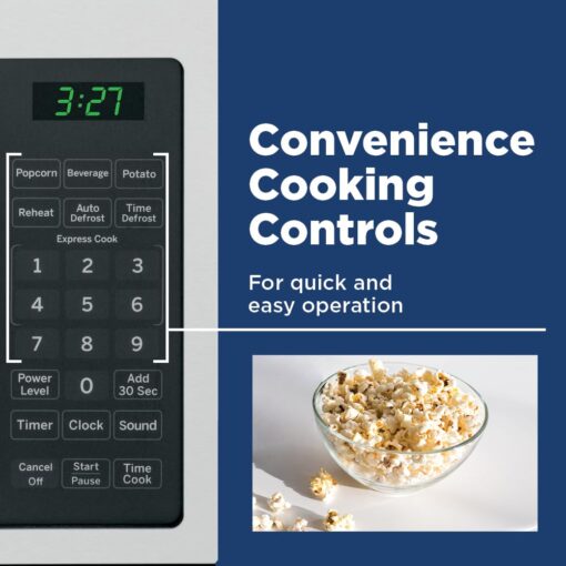 GE Countertop Microwave Oven, Compact 0.7 Cubic Ft., 700-watt Capacity, 6 Auto Cooking Settings, Kitchen Essentials for the Countertop, Dorm Room or Apartment, Stainless Steel - Image 4