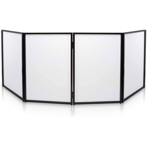 Pyle DJ Booth Foldable Cover Screen - Portable Event Facade Front Board Video Light Projector Display Scrim Panel with Folding Steel Frame Panel Stand, Stretchable Lycra Spandex - PDJFAC10 (White) - Image 2