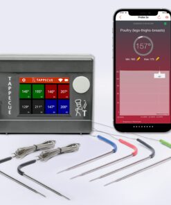 WiFi BBQ Thermometer iPhone, iOS and Android APP Smart Touchscreen Display 4 Single Sensor Probes + 2 Dual Sensor Probes That Read Meat and Ambient in 1 Probe