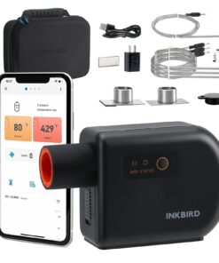 Wi-Fi & Bluetooth BBQ Smoker Temperature Controller with Automatic Smoker Fan, INKBIRD ISC-027BW Grill Thermometer with 4 Probes for Big Green Egg, Kamado Joe, Primo, Vision Grill, Akorn Kamado, Weber