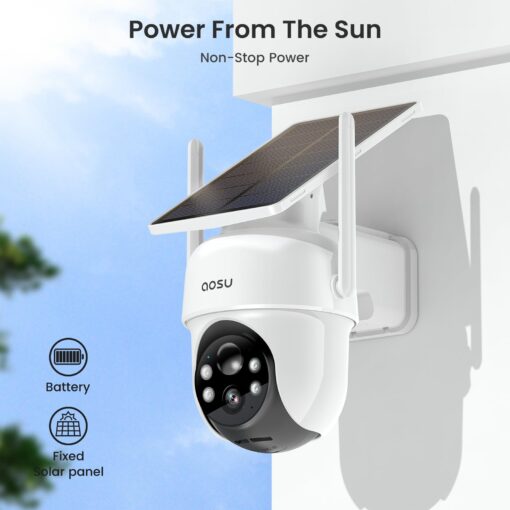 AOSU Security Cameras Outdoor Wireless, 4 Cam-Kit, No Subscription, Solar-Powered, Home Security Cameras System with 360° Pan & Tilt, Auto Tracking, 2K Color Night Vision, Easy Setup, 5G & 2.4G WiFi - Image 5
