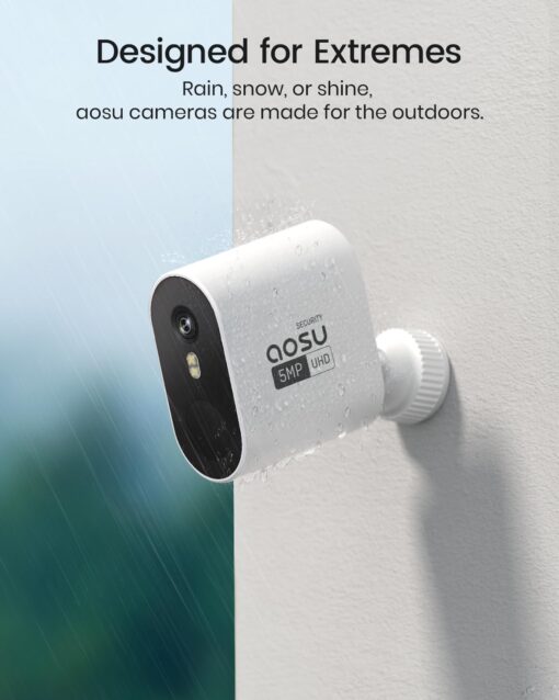 AOSU 3K/5MP Solar Security Cameras Wireless Outdoor, Ultra-Wide-Angle, Cam-to-Cam Track & Sync, Home Security System with Color Night Vision, Spotlight Smart Alarm, No Subscription, 2.4G & 5G WiFi - Image 3