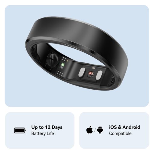 RingConn Gen 2, World’s First Smart Ring with Sleep Apnea Monitoring, No APP Subscription, 12-Day Battery Life, Stress/Heart Rate/Women's Health Tracker, Android & iOS Compatible (Black, Size 10) - Image 3