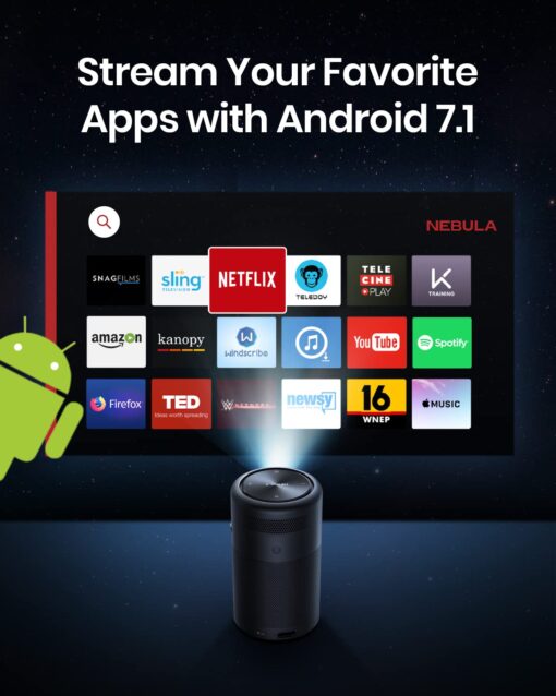 Anker NEBULA Capsule, Smart Wi-Fi Mini Projector, 100 ANSI Lumen Portable Projector, 360° Speaker, Movie Projector, 100 Inch Picture, 4Hr Video Playtime for Inside and Outside, Watch Anywhere - Image 2