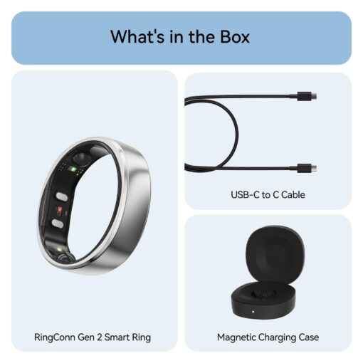 RingConn Gen 2, World’s First Smart Ring with Sleep Apnea Monitoring, No APP Subscription, 12-Day Battery Life, Stress/Heart Rate/Women's Health Tracker, Android & iOS Compatible (Silver, Size 10) - Image 2