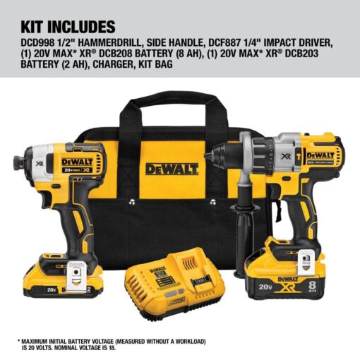 DEWALT 20V MAX XR Cordless Drill Combo Kit, Hammer Drill & Impact Driver with Battery and Charger Included, Power Detect Technology (DCK299D1W1) - Image 6