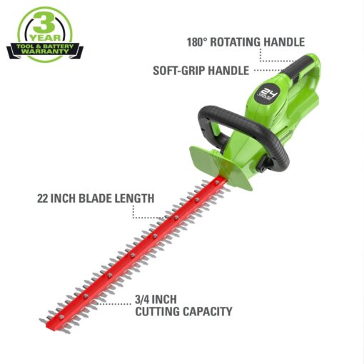 Greenworks 48V (2x24V) 20" Cordless Push Mower, 12" String Trimmer, 320 CFM Blower，10" Chainsaw，and 22" Hedge Trimmer Combo Kit - Image 6