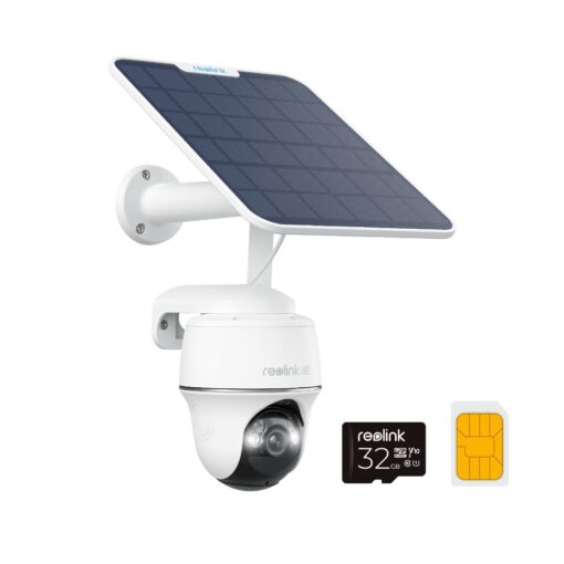 REOLINK 4K LTE Cellular Security Camera Wireless Outdoor, No WiFi, 3G/4G LTE, Solar Powered, SIM Card+32GB SD Card Included, Color Night Vision, Local/Cloud Storage, Go PT Ultra+SP, Updated Version