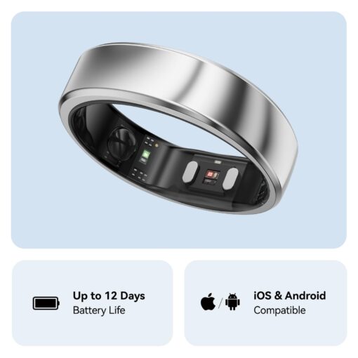 RingConn Gen 2, World’s First Smart Ring with Sleep Apnea Monitoring, No APP Subscription, 12-Day Battery Life, Stress/Heart Rate/Women's Health Tracker, Android & iOS Compatible (Silver, Size 10) - Image 3
