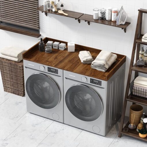 OfficeSimpli Washer Dryer Countertop, Made in USA, Non-Slip Pads, Laundry Room Wood Topper, Washer Dryer Cover for Top, Laundry Guard, Laundry Countertop (California Walnut, Standard (27.5" x 54")) - Image 7