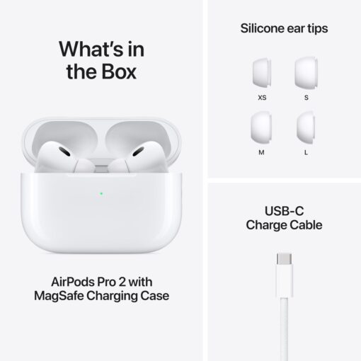Apple AirPods Pro 2 Wireless Earbuds, Bluetooth Headphones, Active Noise Cancellation, Hearing Aid Feature, Transparency, Personalized Spatial Audio, High-Fidelity Sound, H2 Chip, USB-C Charging - Image 2
