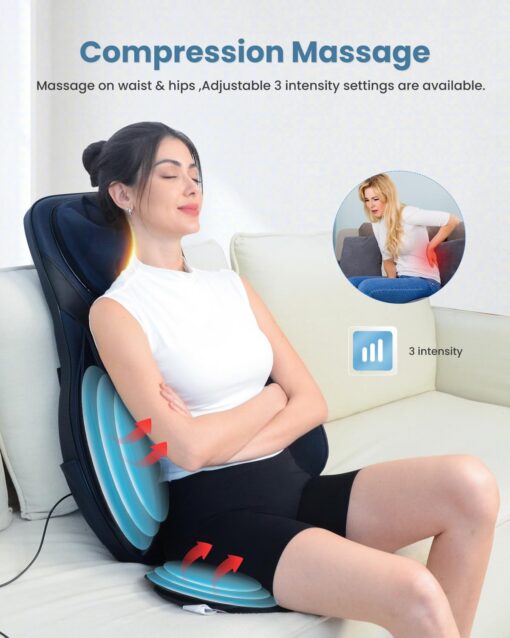 COMFIER Shiatsu Back Massager with Heat,Massage Chair Pad with Tapping,Kneading Massage Seat Cushion with Compression,Adjustable Height Chair Massager for Office Chairs,Gift for Mom,Dad - Image 7