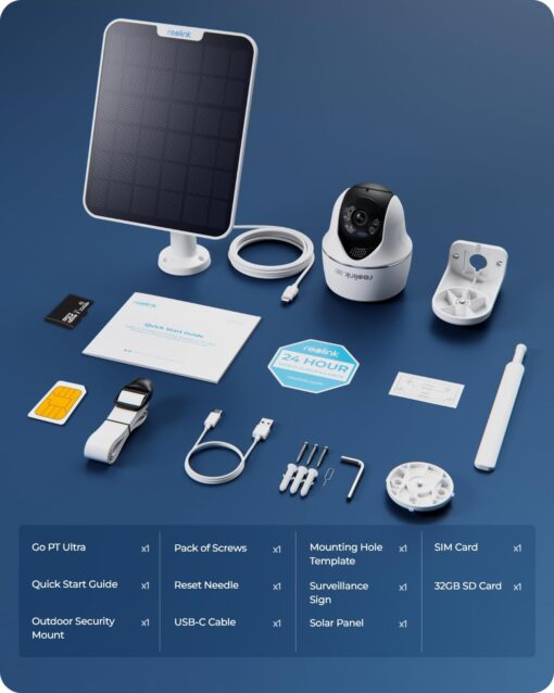 REOLINK 4K LTE Cellular Security Camera Wireless Outdoor, No WiFi, 3G/4G LTE, Solar Powered, SIM Card+32GB SD Card Included, Color Night Vision, Local/Cloud Storage, Go PT Ultra+SP, Updated Version - Image 2