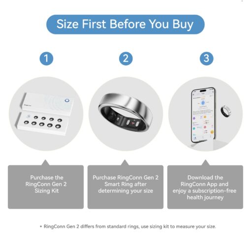 RingConn Gen 2, World’s First Smart Ring with Sleep Apnea Monitoring, No APP Subscription, 12-Day Battery Life, Stress/Heart Rate/Women's Health Tracker, Android & iOS Compatible (Silver, Size 10) - Image 7