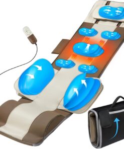 Full Body Massage Mat with Airbags Stretching & Heating, 3D Lumbar Traction & Relaxation, Back Massager Pad, 4 Modes 3 Intensities 3 Heat Levels, PU Leather, Portable & Foldable Design, Fit 5'1-6'0