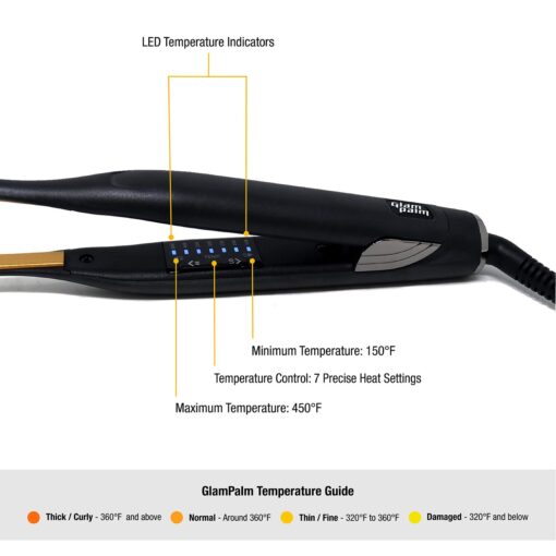 Glampalm Ceramic Flat Iron Hair Straightener, Korea No.1 Salon Haircare Tool, 7 Heat Settings 150° - 450°, 0.3" Small Styling Iron 10 Sec Heat Up, 3D Swivel Cord & Universal Voltage (GP141) - Image 7