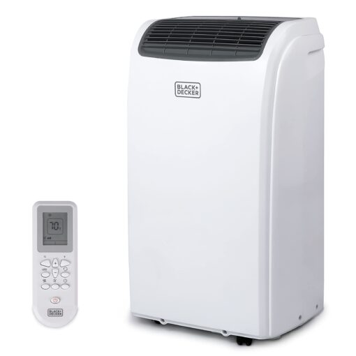 BLACK+DECKER Smart Portable Air Conditioner with Heat, 12,000 BTU ASHRAE 128 (8,000 BTU DOE) Cooling, 9,000 BTU Heating for Rooms up to 550 Sq. Ft., Follow Me Remote, BPACT12HWT, White