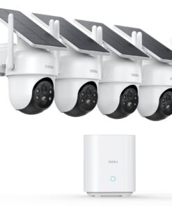 AOSU Security Cameras Outdoor Wireless, 4 Cam-Kit, No Subscription, Solar-Powered, Home Security Cameras System with 360° Pan & Tilt, Auto Tracking, 2K Color Night Vision, Easy Setup, 5G & 2.4G WiFi