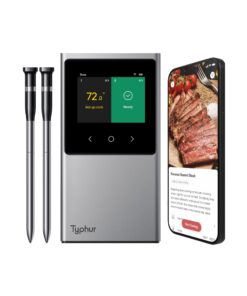 Typhur Sync WiFi Wireless Meat Thermometer Digital, 2 Probes, Smart Base, LCD Display, Unlimited Range, Bluetooth 5.4, Improved Stability, NIST-Certified Accuracy, BBQ, Grill, Smoker, Oven, Kitchen