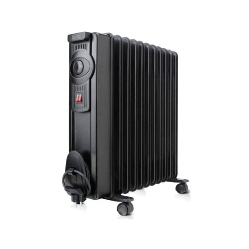 BLACK+DECKER BXRA2000E - Oil Filled Radiator 2000W, 11 Elements of 140 mm, Adjustable Thermostat, 2 Powers, Automatic Overheat Shut-Off Safety System, Black