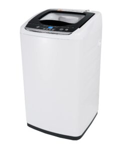 BLACK+DECKER 0.9 Cu. Ft. Portable Washer, 6.6 lb. Capacity Washing Machine for Homes & Apartments, 5 Wash Cycles, Quick Connect Sink Adapter and Drain Hose Included, Transparent Lid & LED Display, BPWM09W, White