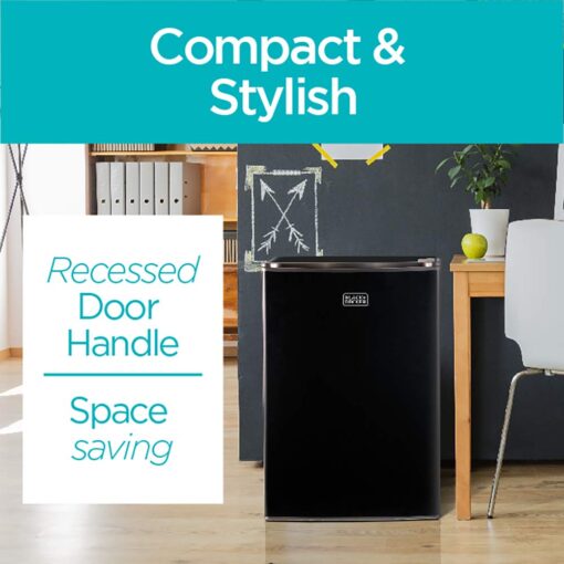 BLACK+DECKER BCRK25B Compact Refrigerator Energy Star Single Door Mini Fridge with Freezer, 2.5 Cubic Feet, Black & EM031MB11 Digital Microwave Oven with Turntable Push-Button Door, Child Safety Lock - Image 5