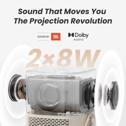 [Sound by JBL& Built-in Battery] Yaber T2 Outdoor Projector with WiFi 6 and Bluetooth, Native 1080P Smart Projector for Inside Outside,Compatible with TV Dongle(Not included)(Camouflage Handle) - Image 7