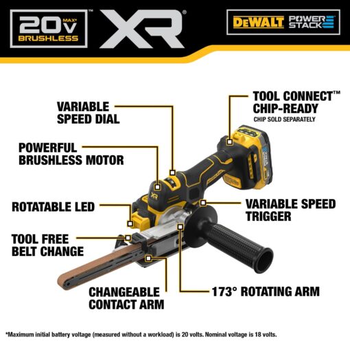 DEWALT 20V MAX XTREME Cordless Bandfile Power Tool Belt Sander Kit with Battery and Charger Included (DCM200E1) - Image 6