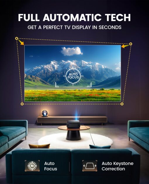 [Auto Focus/4K Support] Projector with WiFi 6 and Bluetooth 5.2, 700ANSI Native 1080P Outdoor Movie Projector, WiMiUS P62 Auto 6D Keystone & 50% Zoom, Smart Home Projector for iOS/Android/TV Stick - Image 7